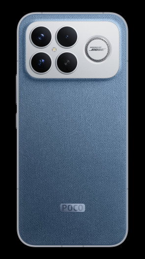 Das Poco F8 Ultra mit der Rückseite im Jeans-Look (Bild: Poco)